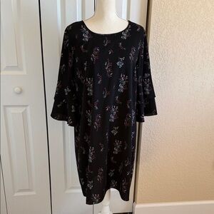 Attention Black Floral Long Sleeve Dress